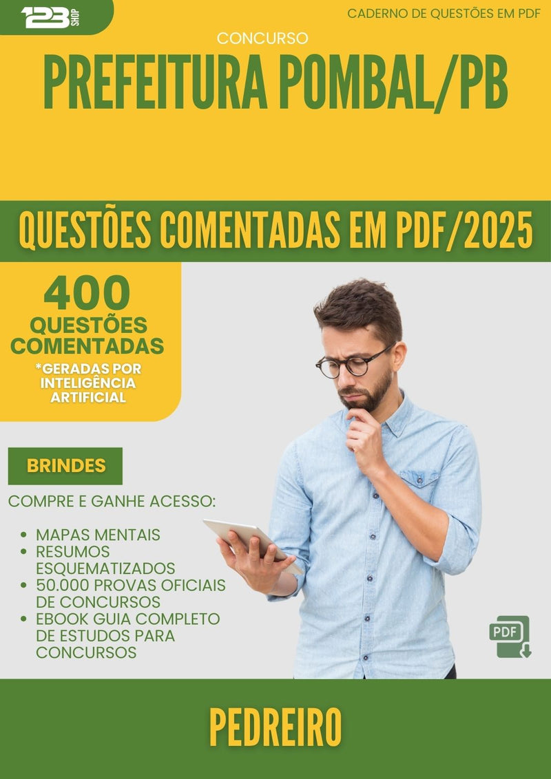 400 Questões Comentadas para Concurso Pedreiro da Prefeitura Pombal Pb 2025 - 200 Questões