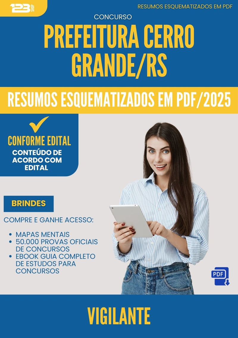 Resumos Esquematizados para Concurso Vigilante da Prefeitura Cerro Grande Rs 2025 - Conteúdo de Acordo com Edital