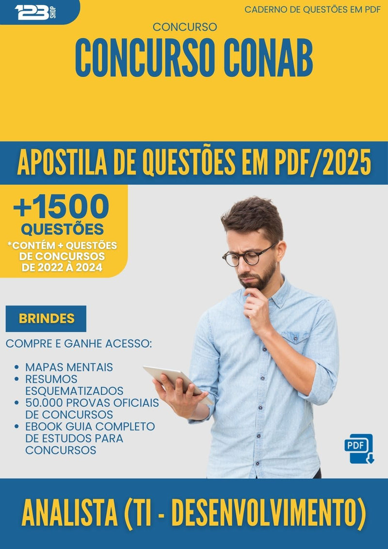 Apostila de Questões para Concurso Analista Ti Desenvolvimento Conab 2025 - Mais de 1.500 Questões