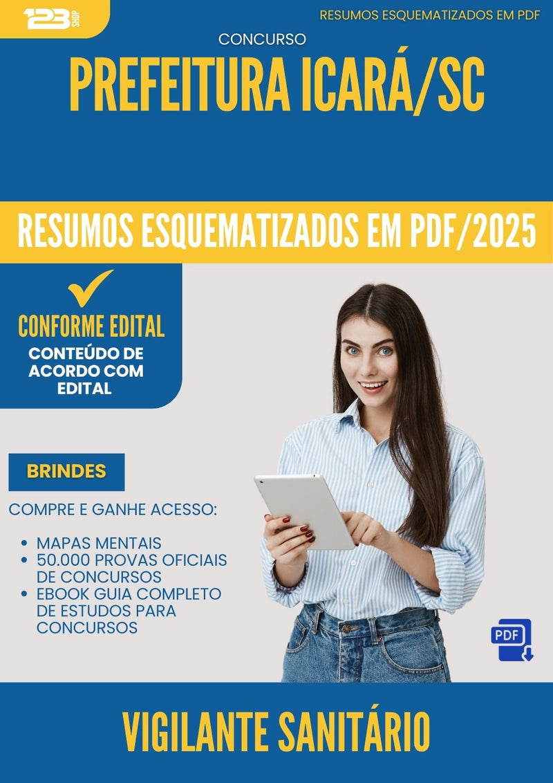 Resumos Esquematizados para Concurso Vigilante Sanitario da Prefeitura Icara Sc 2025 - Conteúdo de Acordo com Edital