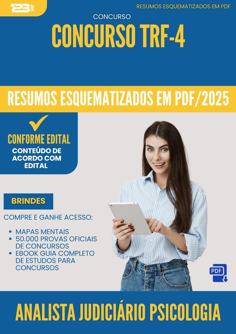 Resumos Esquematizados para Concurso Analista Judiciario Psicologia Trf 4 2025 - Conteúdo de Acordo com Edital