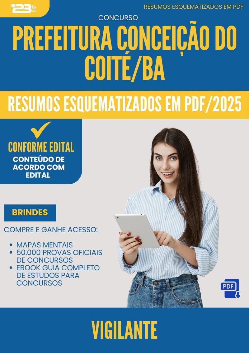 Resumos Esquematizados para Concurso Vigilante da Prefeitura Conceicao Do Coite Ba 2025 - Conteúdo de Acordo com Edital