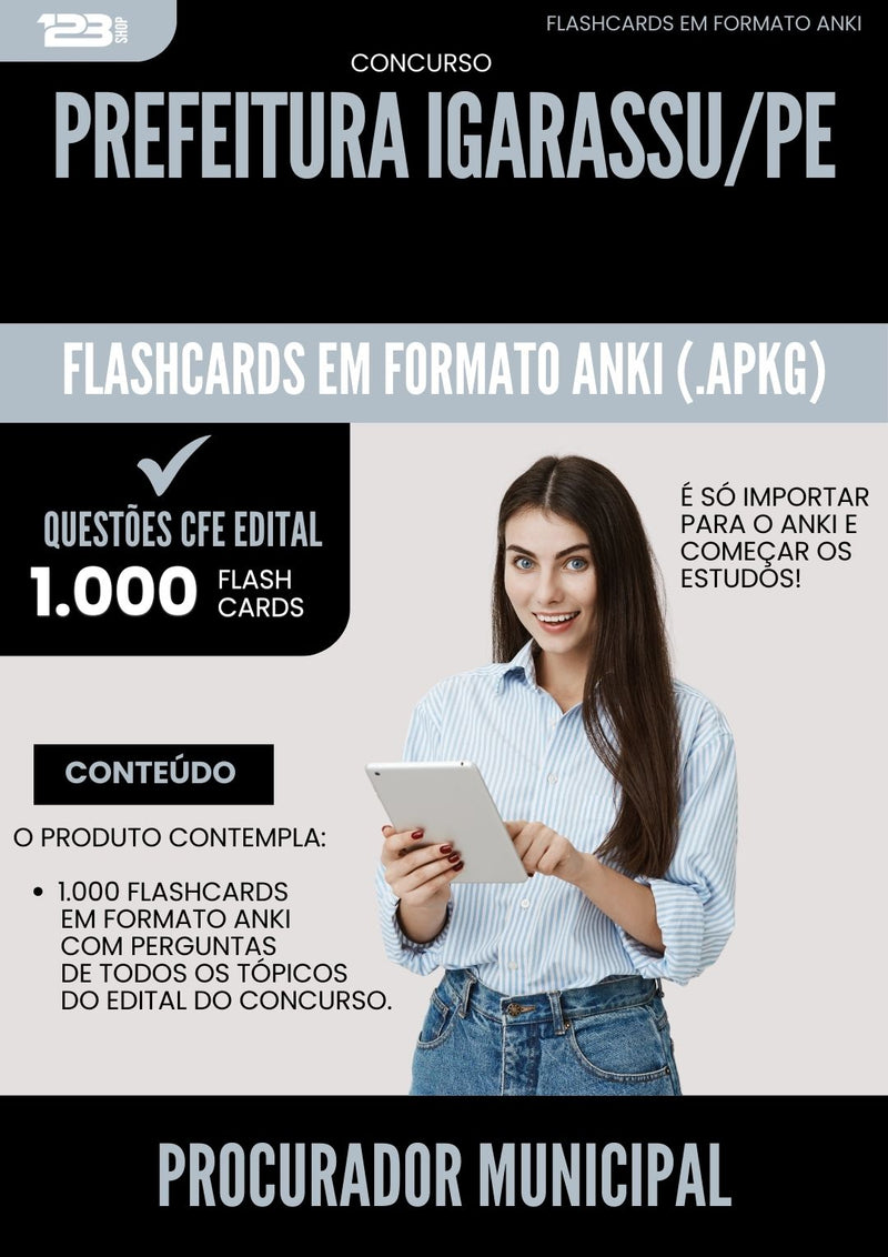 Flashcards para Concurso Procurador Municipal da Prefeitura Igarassu Pe 2025 - 1.000 Flashcards de Acordo com Edital