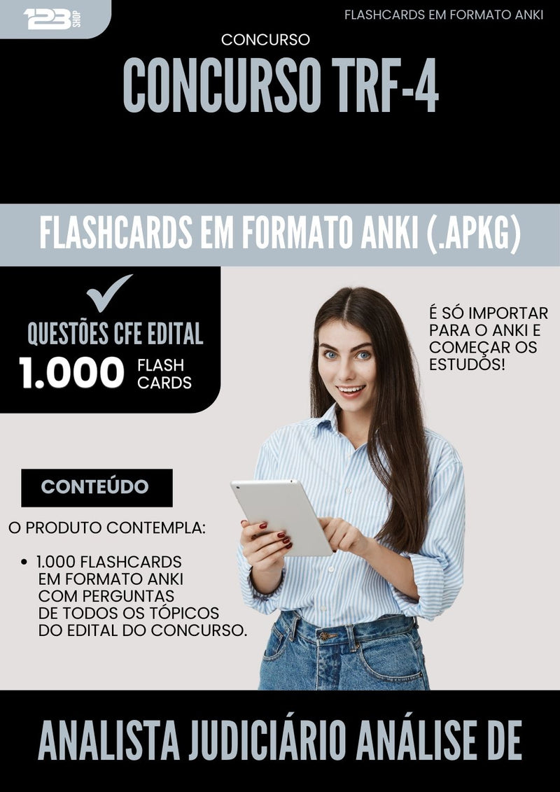 Flashcards para Concurso Analista Judiciario Analise De Sistemas Trf 4 2025 - 1.000 Flashcards de Acordo com Edital