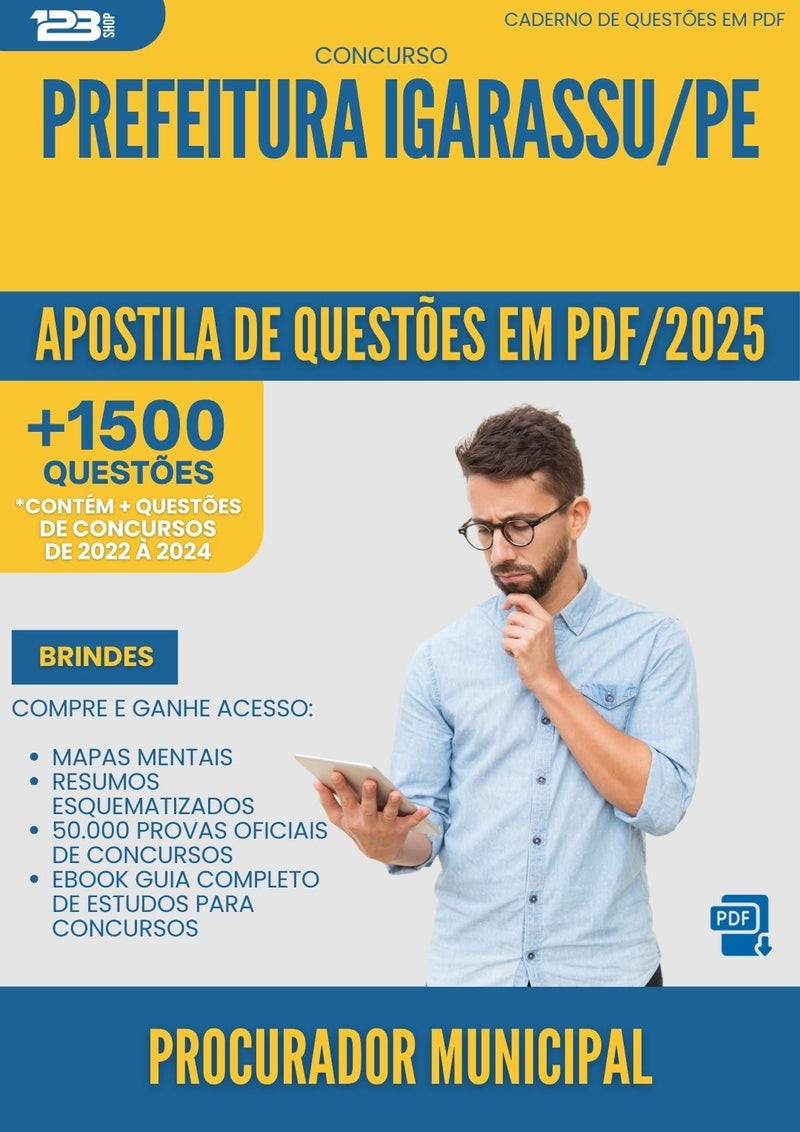 Apostila de Questões para Concurso Procurador Municipal da Prefeitura Igarassu Pe 2025 - Mais de 1.500 Questões