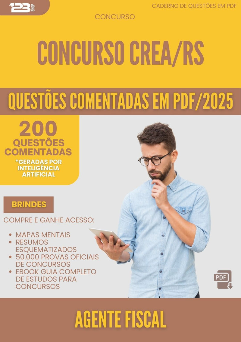 200 Questões Comentadas para Concurso Agente Fiscal Crea Rs 2025 - 200 Questões
