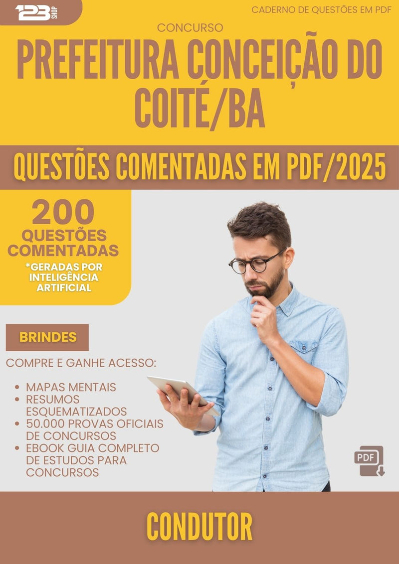 200 Questões Comentadas para Concurso Condutor da Prefeitura Conceicao Do Coite Ba 2025 - 200 Questões