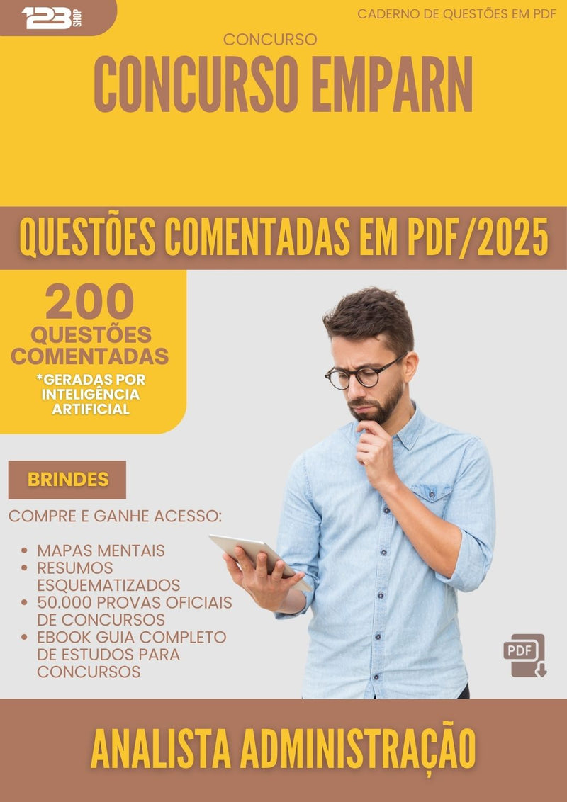 200 Questões Comentadas para Concurso Analista Administracao Emparn 2025 - 200 Questões