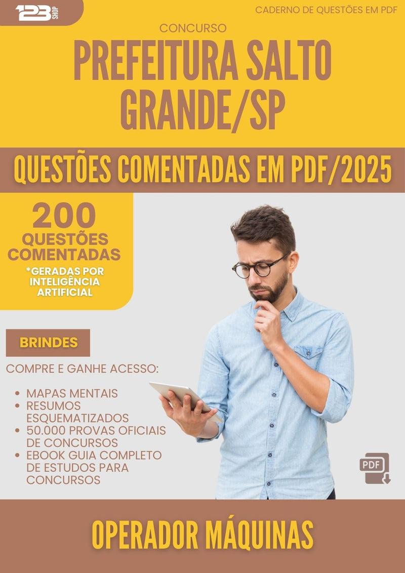 200 Questões Comentadas para Concurso Operador De Maquinas da Prefeitura Salto Grande Sp 2025 - 200 Questões