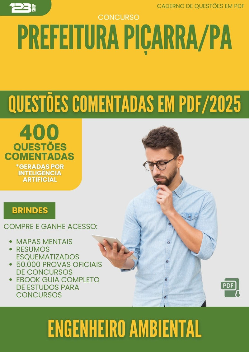 400 Questões Comentadas para Concurso Engenheiro Ambiental da Prefeitura Picarra Pa 2025 - 200 Questões