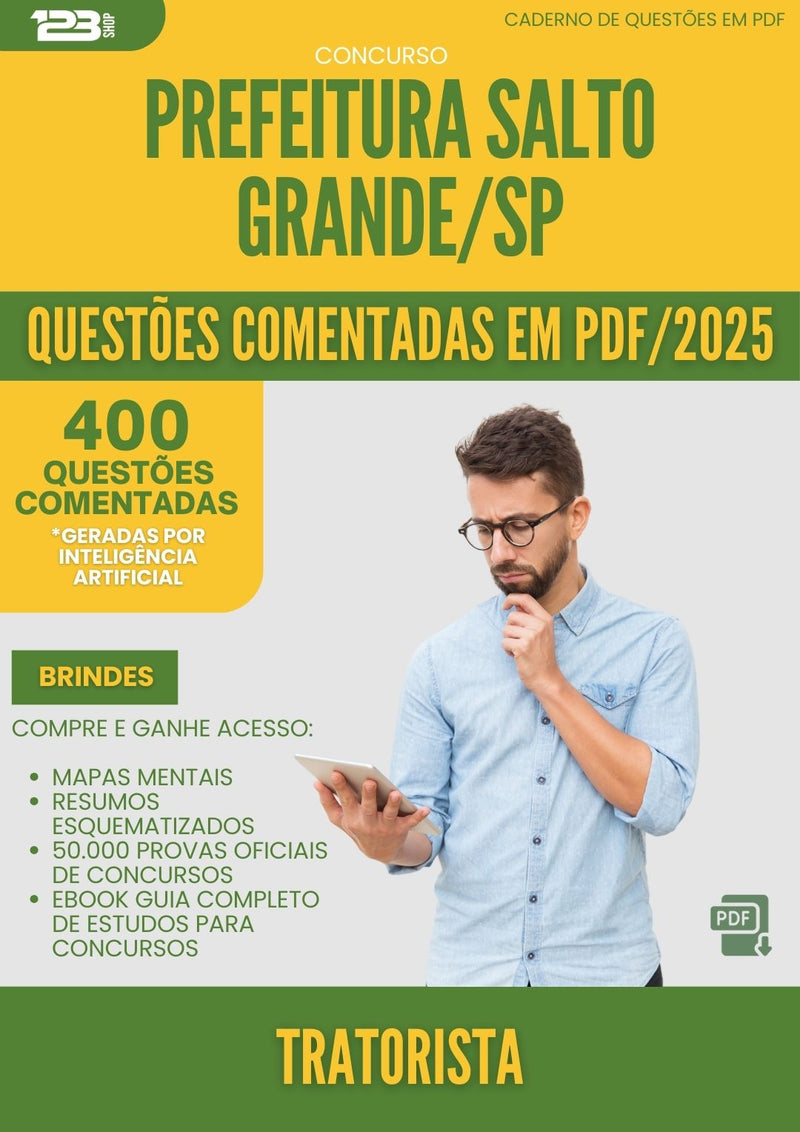 400 Questões Comentadas para Concurso Tratorista da Prefeitura Salto Grande Sp 2025 - 200 Questões