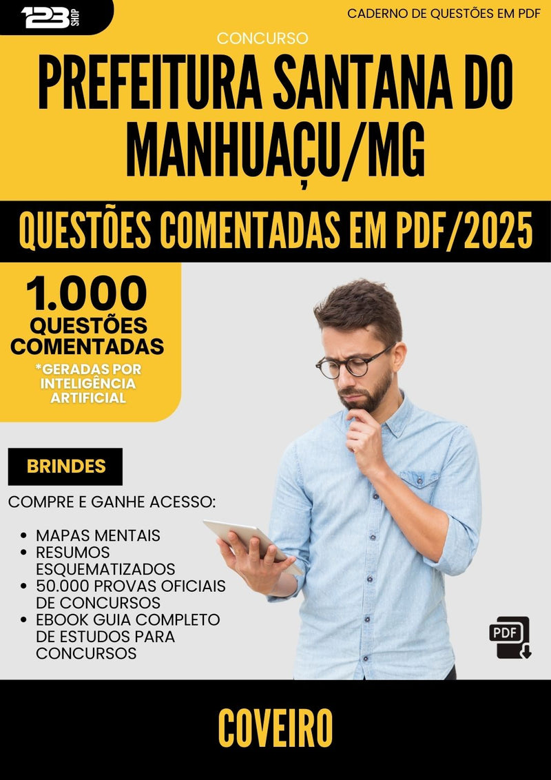 1000 Questões Comentadas para Concurso Coveiro Santana Do da Prefeitura Manhuacu Mg 2025 - 1000 Questões