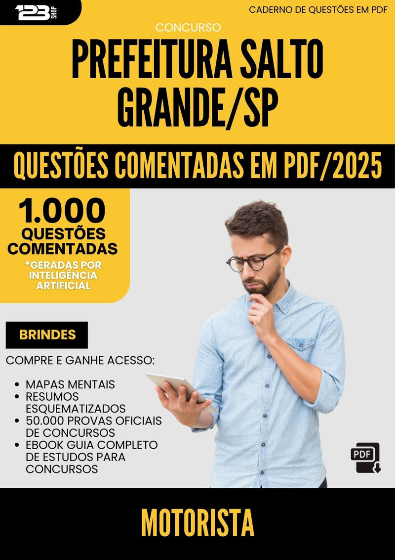 1000 Questões Comentadas para Concurso Motorista da Prefeitura Salto Grande Sp 2025 - 1000 Questões