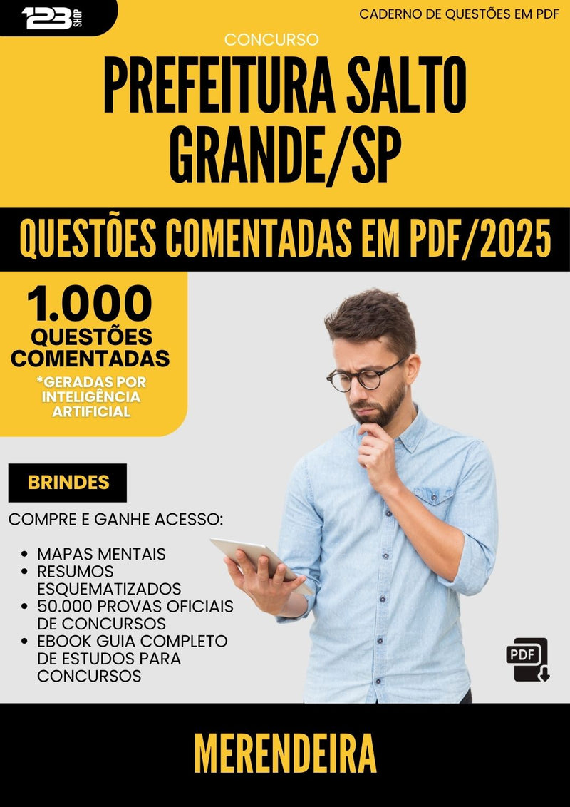 1000 Questões Comentadas para Concurso Merendeira da Prefeitura Salto Grande Sp 2025 - 1000 Questões