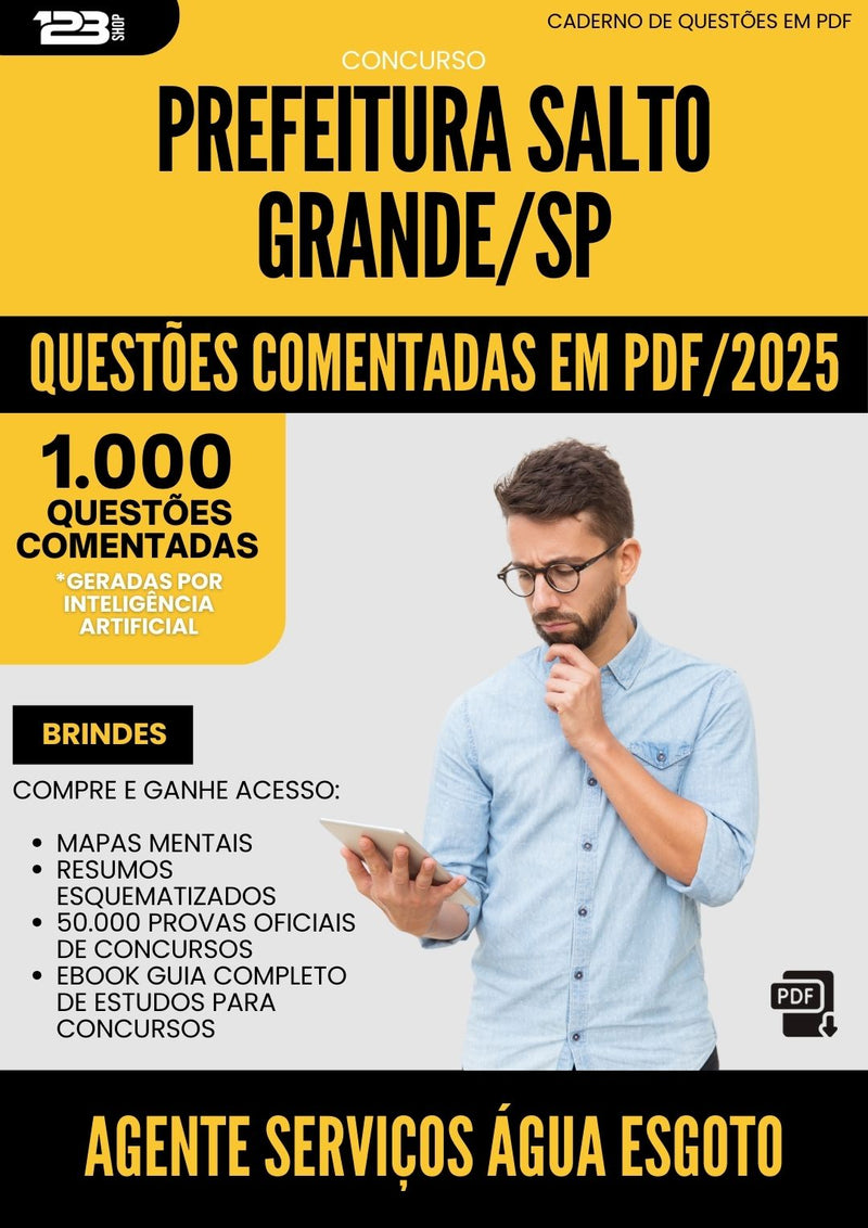 1000 Questões Comentadas para Concurso Agente Servicos Agua E Esgoto da Prefeitura Salto Grande Sp 2025 - 1000 Questões