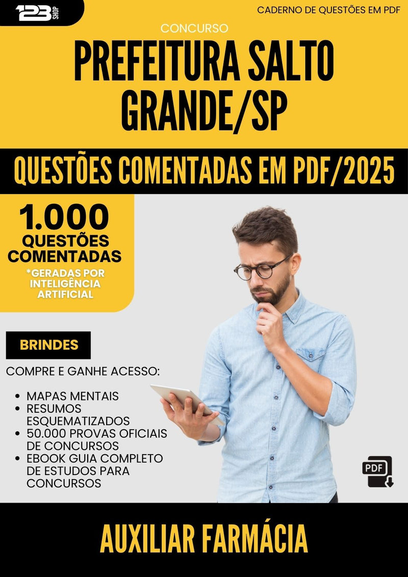 1000 Questões Comentadas para Concurso Auxiliar De Farmacia da Prefeitura Salto Grande Sp 2025 - 1000 Questões