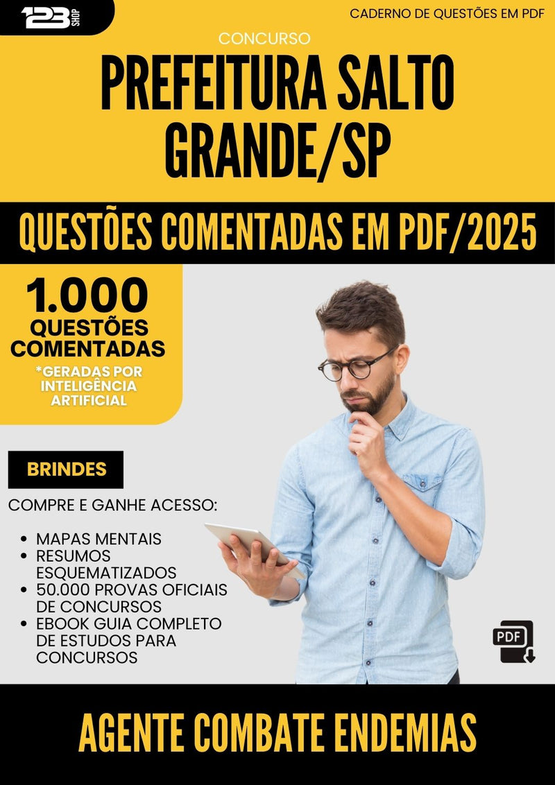 1000 Questões Comentadas para Concurso Agente De Combate As Endemias da Prefeitura Salto Grande Sp 2025 - 1000 Questões