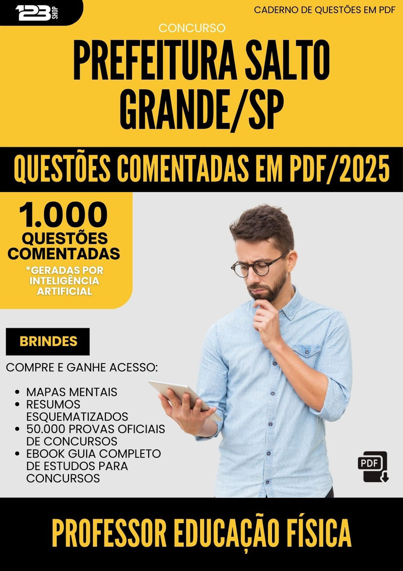 1000 Questões Comentadas para Concurso Professor De Educacao Fisica da Prefeitura Salto Grande Sp 2025 - 1000 Questões