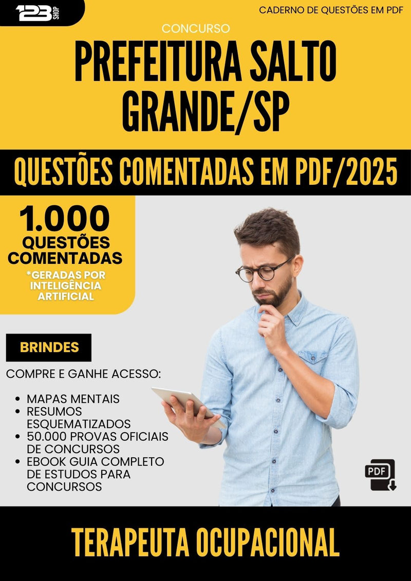 1000 Questões Comentadas para Concurso Terapeuta Ocupacional da Prefeitura Salto Grande Sp 2025 - 1000 Questões