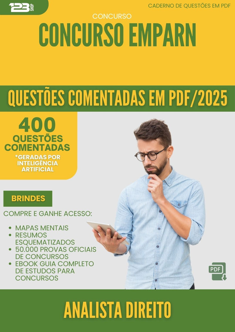 400 Questões Comentadas para Concurso Analista Direito Emparn 2025 - 200 Questões