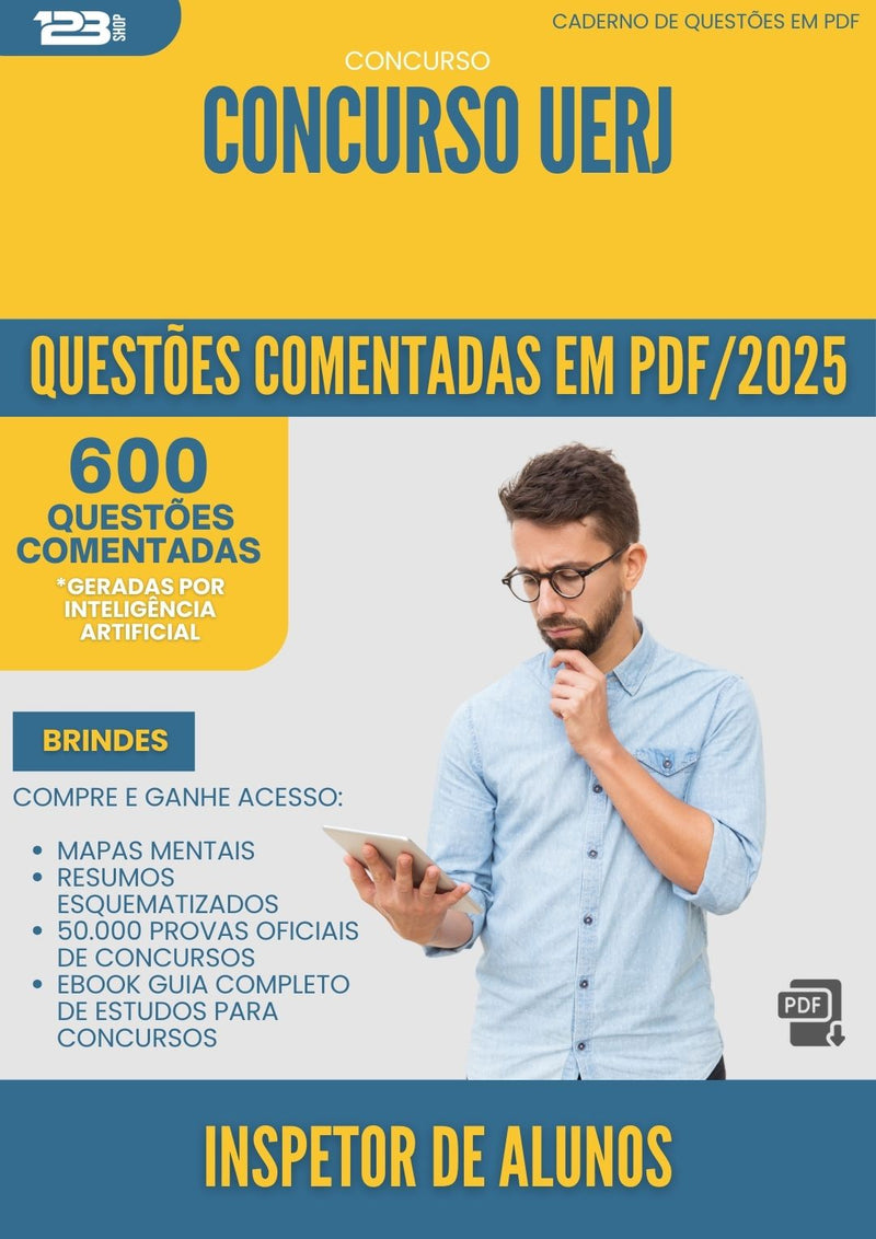 600 Questões Comentadas para Concurso Inspetor De Alunos Uerj 2025 - 600 Questões