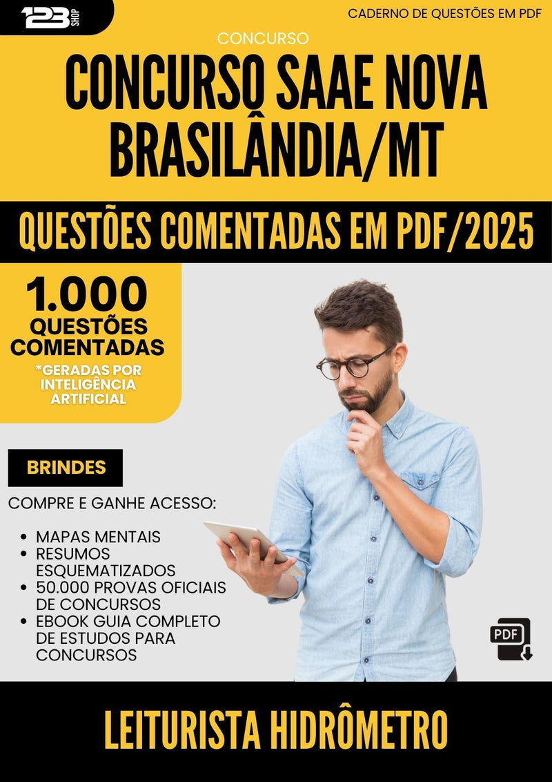 1000 Questões Comentadas para Concurso Leiturista Hidrometro Saae Nova da Prefeitura Brasilandia Mt 2025 - 1000 Questões