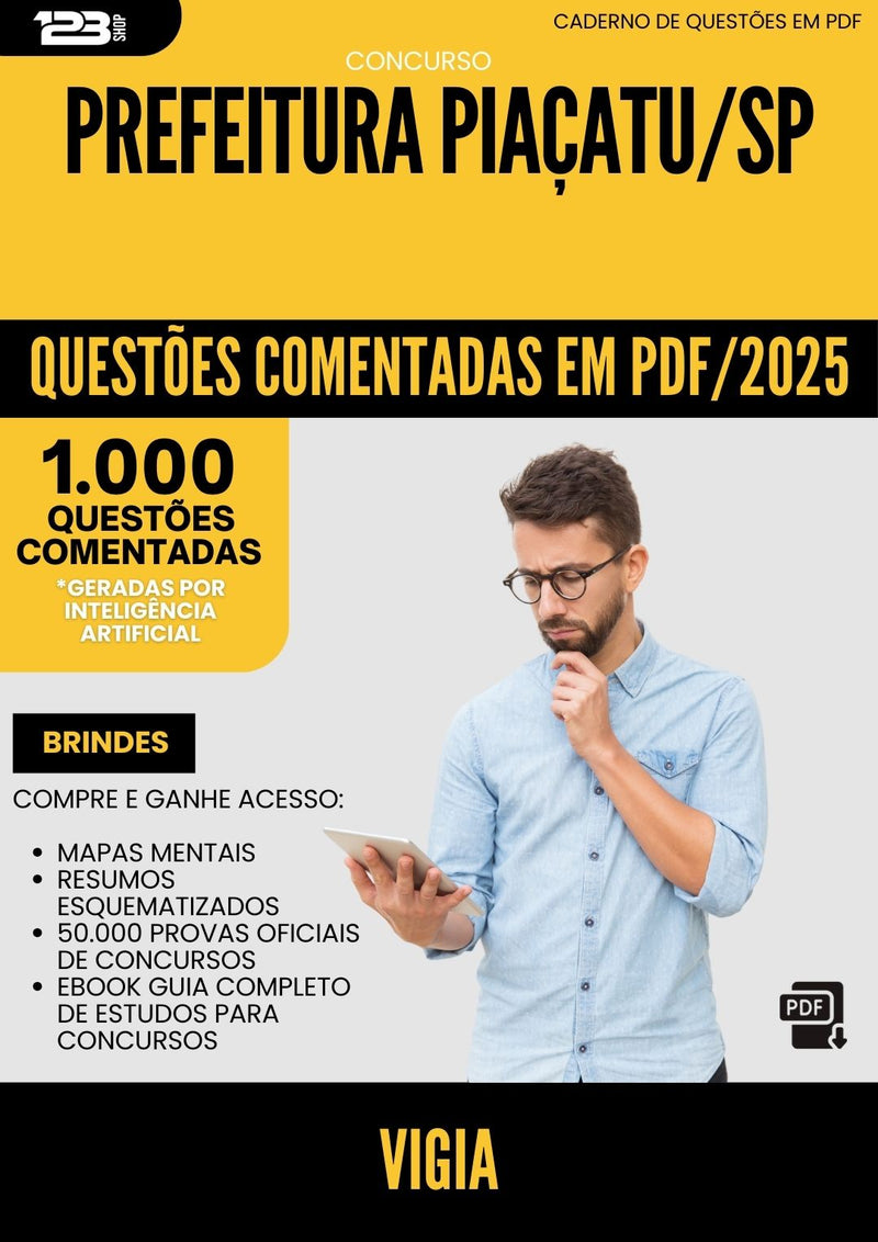 1000 Questões Comentadas para Concurso Vigia da Prefeitura Piacatu Sp 2025 - 1000 Questões