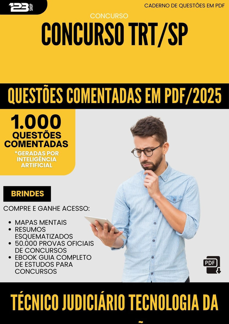 1000 Questões Comentadas para Concurso Tecnico Judiciario Tecnologia Da Informacao Trt Sp 2025 - 1000 Questões