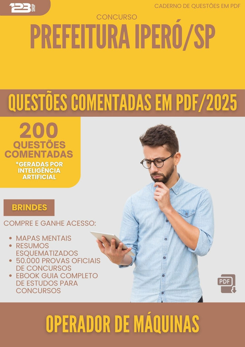 200 Questões Comentadas para Concurso Operador De Maquinas da Prefeitura Ipero Sp 2025 - 200 Questões
