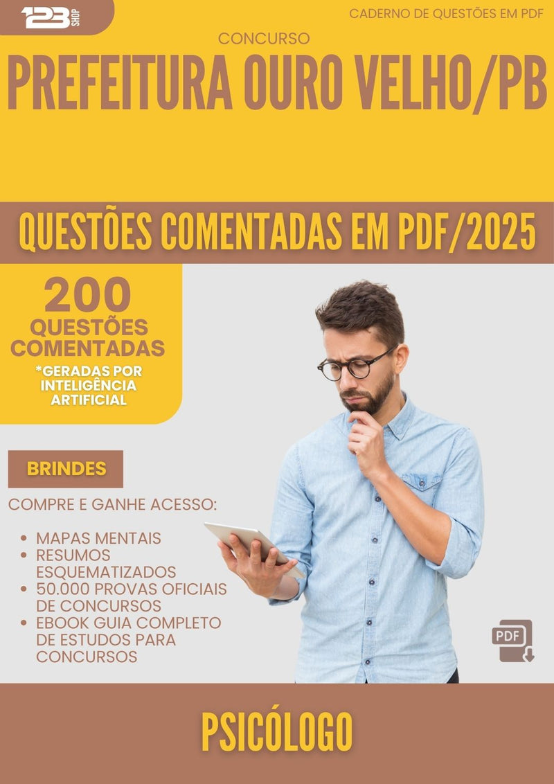 200 Questões Comentadas para Concurso Psicologo da Prefeitura Ouro Velho Pb 2025 - 200 Questões