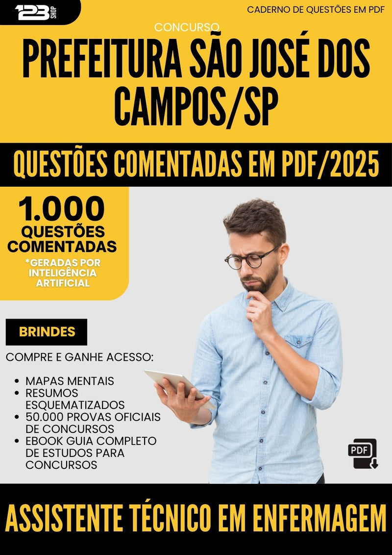 1000 Questões Comentadas para Concurso Assistente Tecnico Em Enfermagem da Prefeitura Sao Jose Dos Campos Sp 2025 - 1000 Questões