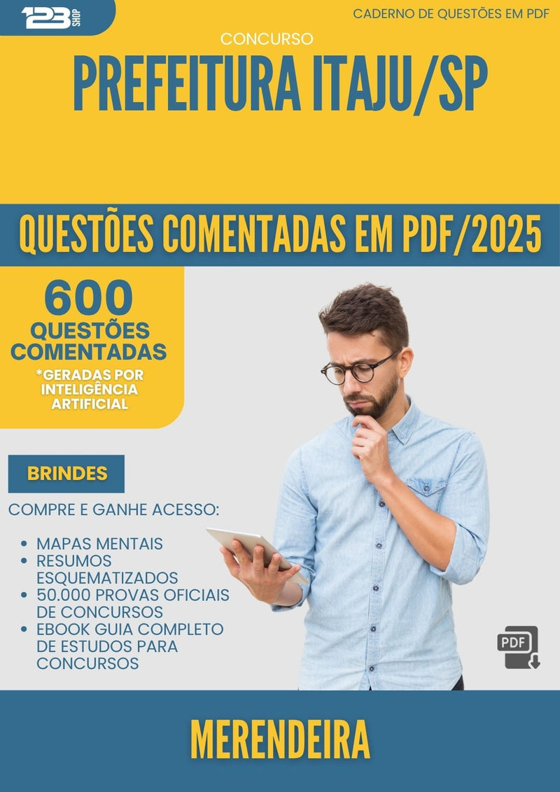 600 Questões Comentadas para Concurso Merendeira da Prefeitura Itaju Sp 2025 - 600 Questões