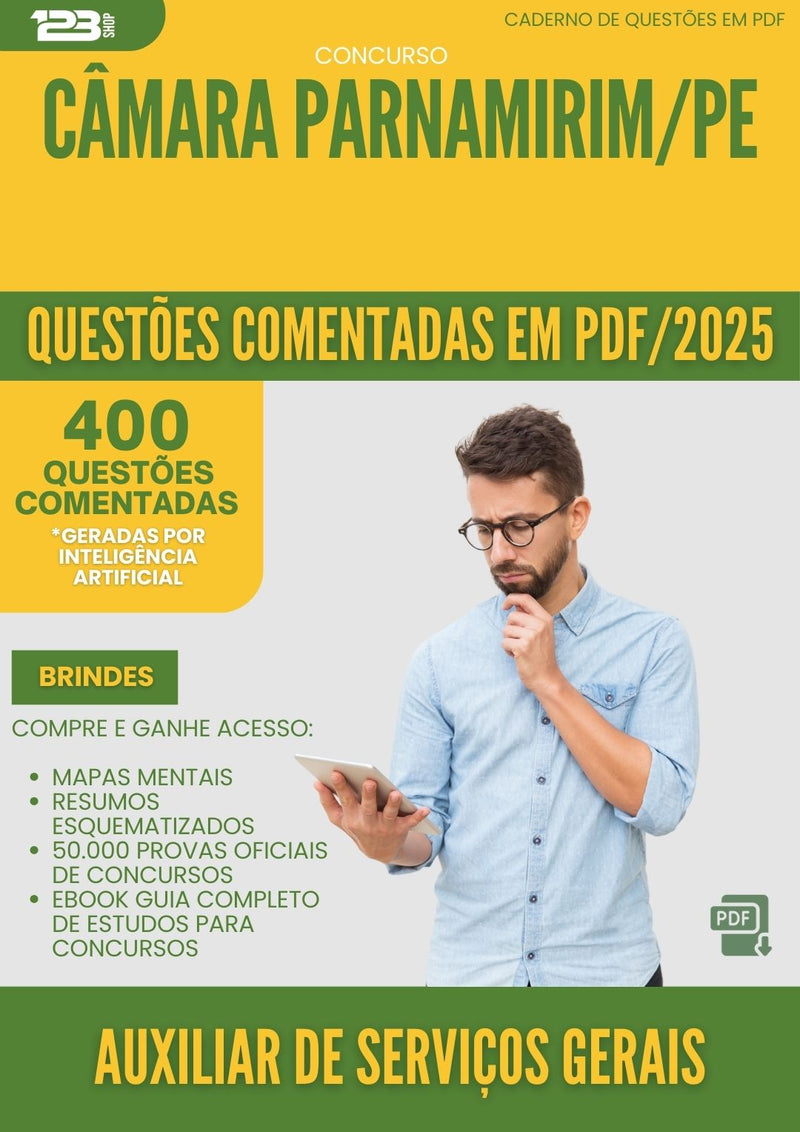 400 Questões Comentadas para Concurso Auxiliar De Servicos Gerais Camara da Prefeitura Parnamirim Pe 2025 - 400 Questões