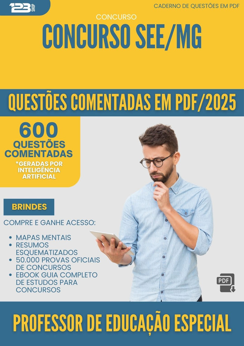 600 Questões Comentadas para Concurso Professor De Educacao Especial See Mg 2025 - 600 Questões