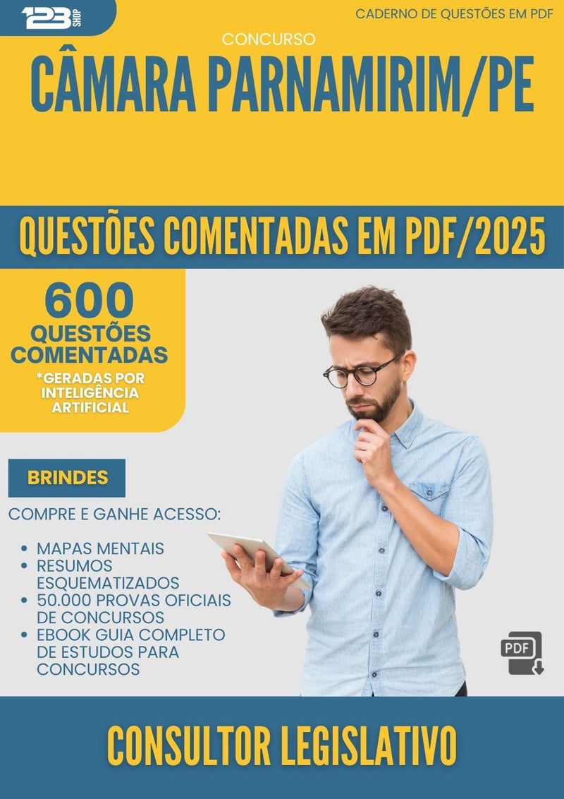 600 Questões Comentadas para Concurso Consultor Legislativo Camara da Prefeitura Parnamirim Pe 2025 - 600 Questões