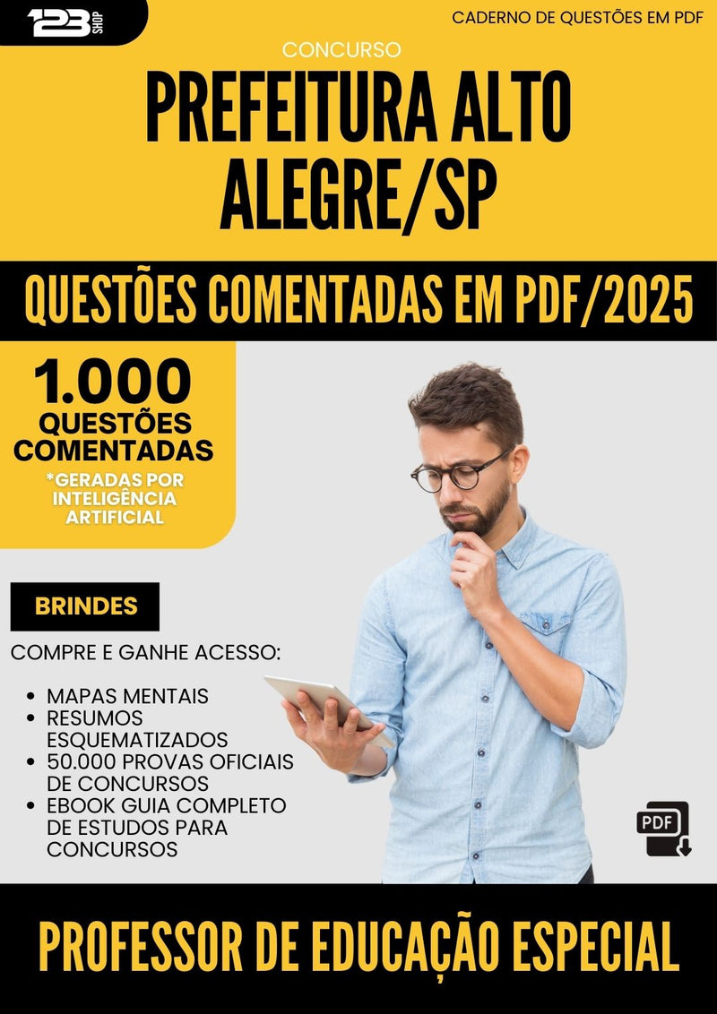 1000 Questões Comentadas para Concurso Professor De Educacao Especial Alto da Prefeitura Alegre Sp 2025 - 1000 Questões