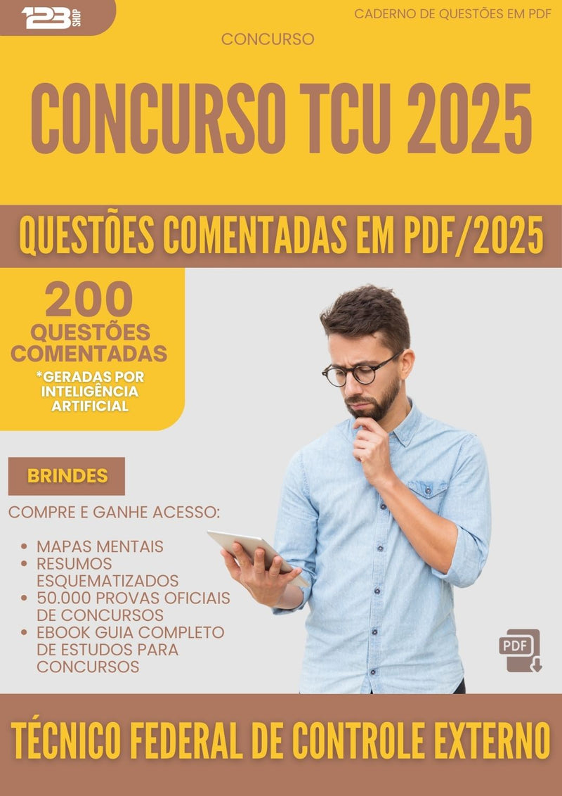200 Questões Comentadas para Concurso Tecnico Federal De Controle Externo Tcu 2025 - 200 Questões