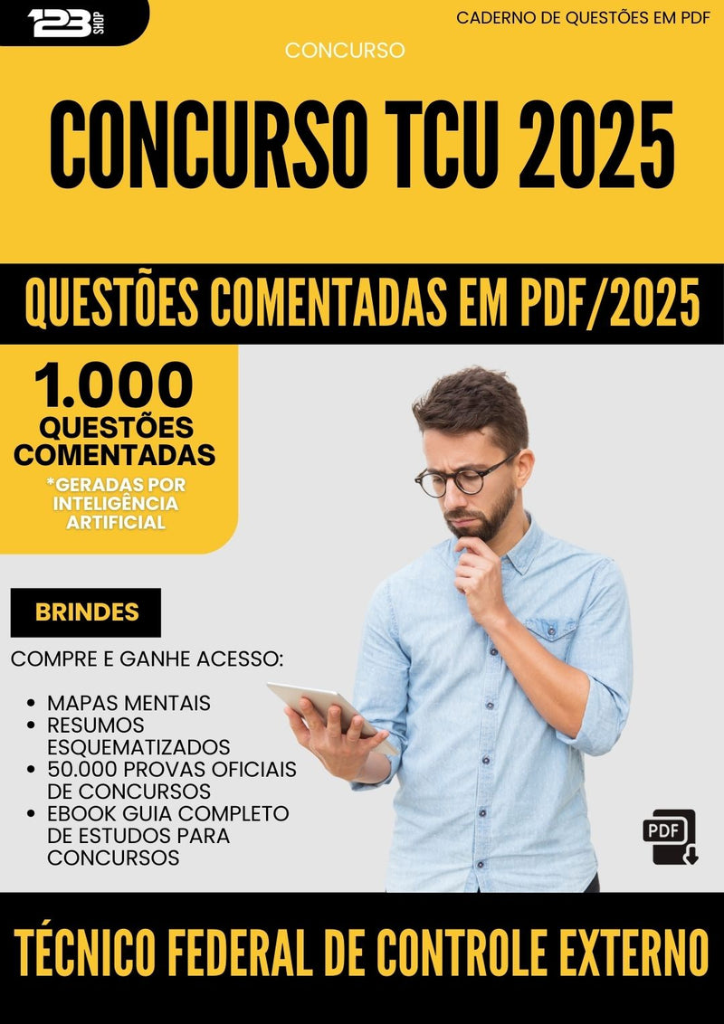 1000 Questões Comentadas para Concurso Tecnico Federal De Controle Externo Tcu 2025 - 1000 Questões
