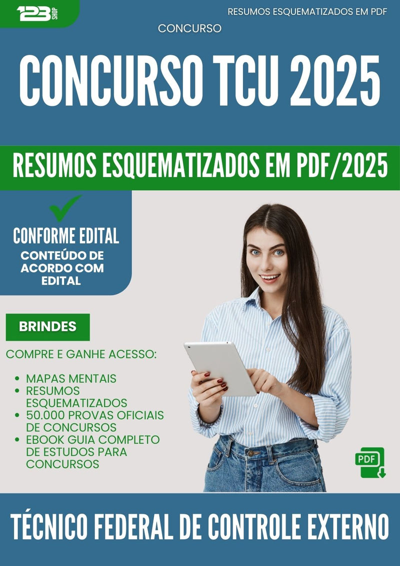Resumos Esquematizados para Concurso Tecnico Federal De Controle Externo Tcu 2025 - Conteúdo de Acordo com Edital