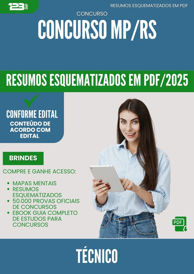 Resumos Esquematizados para Concurso Tecnico Mp Rs 2025 - Conteúdo de Acordo com Edital