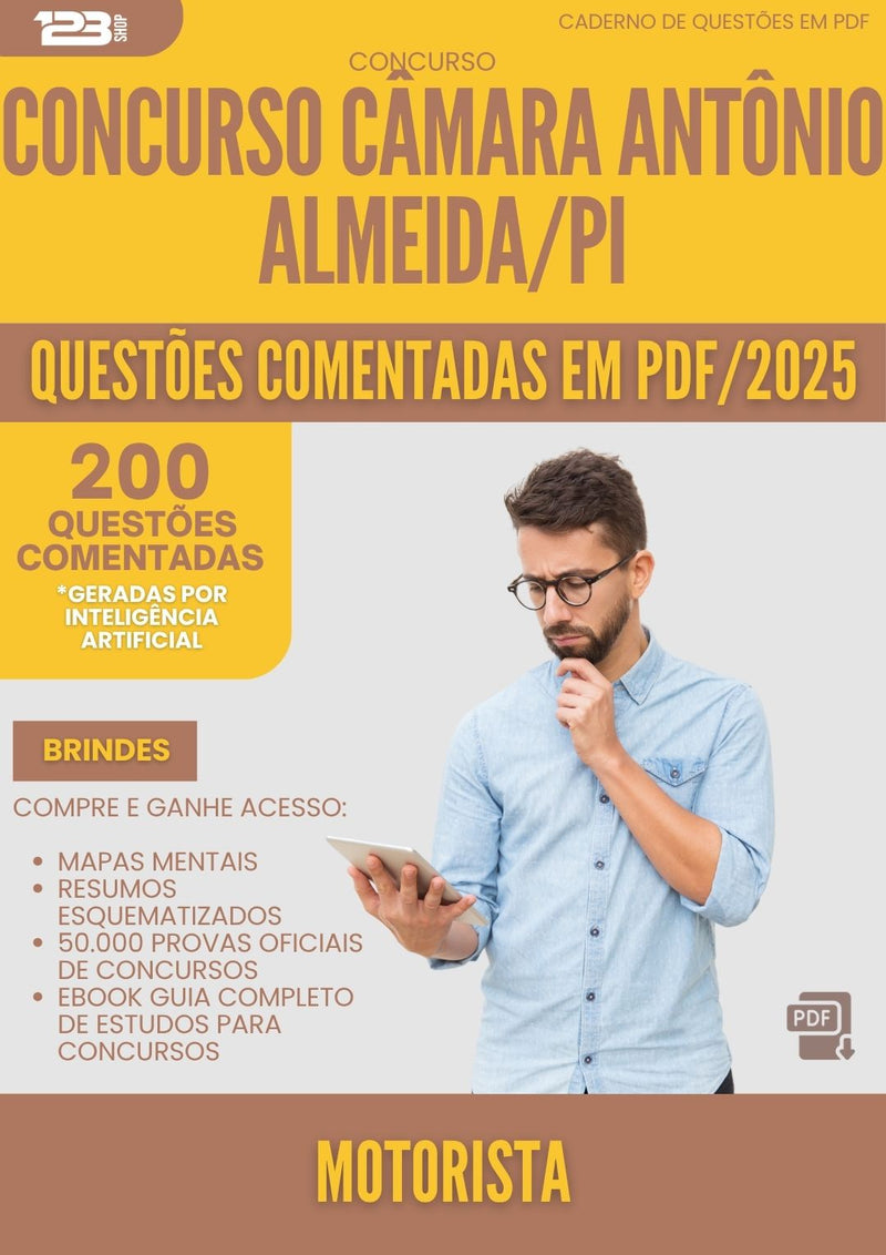1000 Questões Comentadas para Concurso Motorista Camara da Prefeitura Antonio Almeida Pi 2025 - 200 Questões