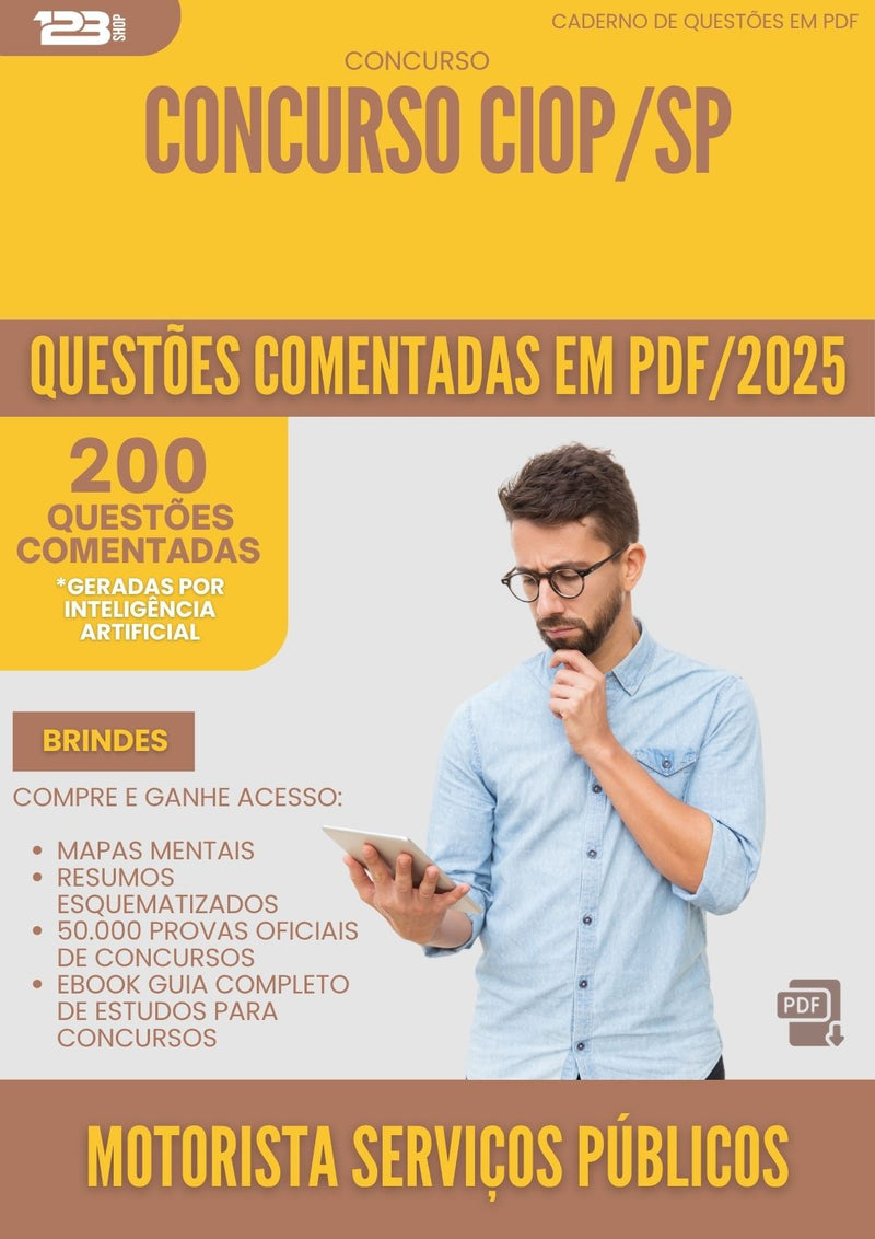 1000 Questões Comentadas para Concurso Motorista Servicos Publicos Ciop Sp 2025 - 200 Questões