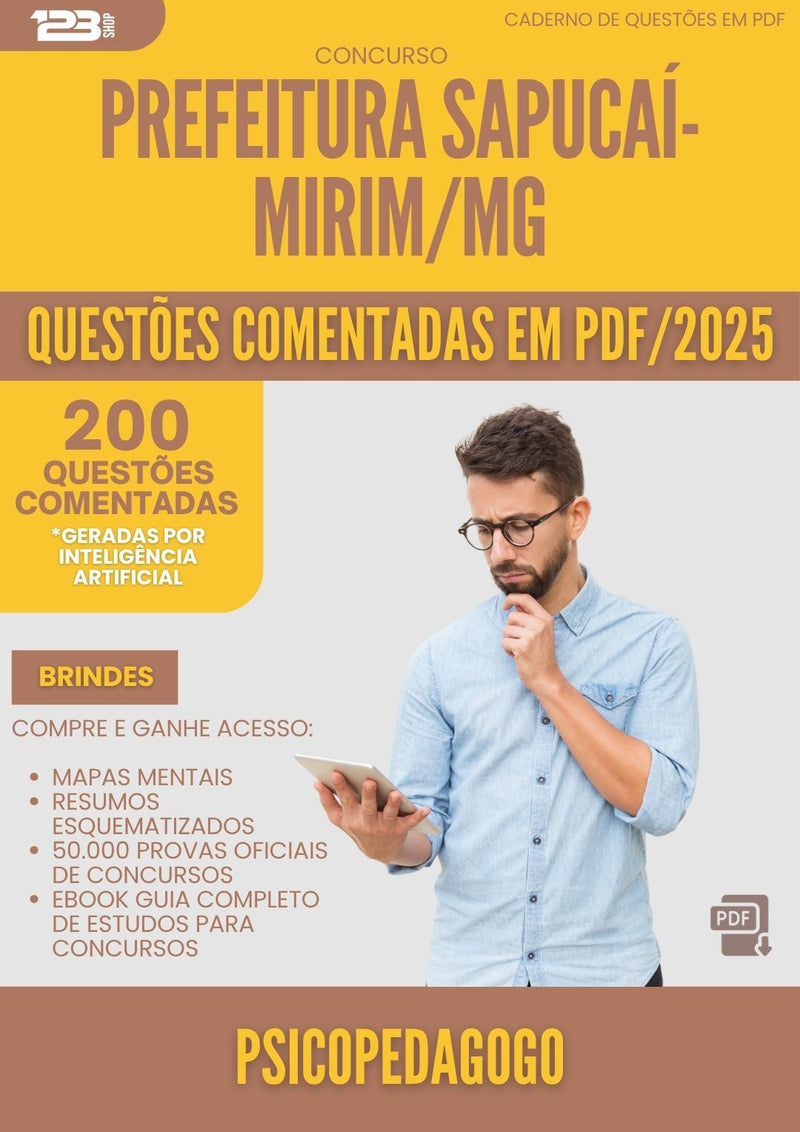1000 Questões Comentadas para Concurso Psicopedagogo Sapucai Mirim Mg 2025 - 200 Questões