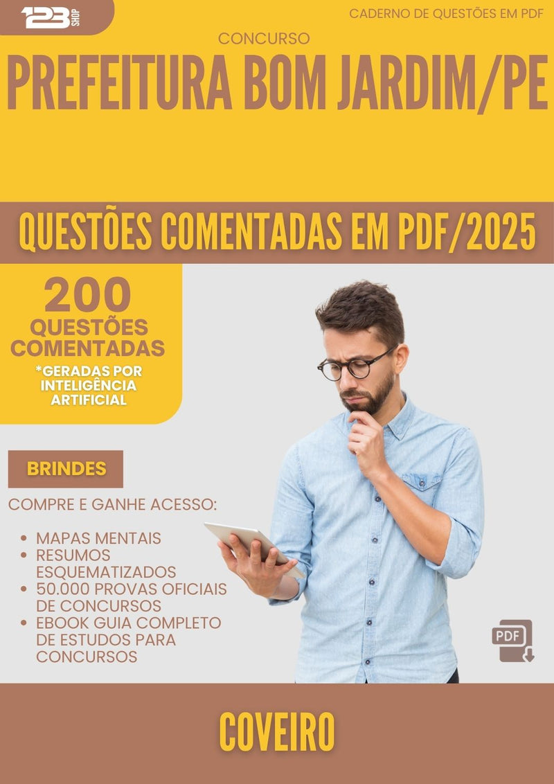 1000 Questões Comentadas para Concurso Coveiro da Prefeitura Bom Jardim Pe 2025 - 200 Questões