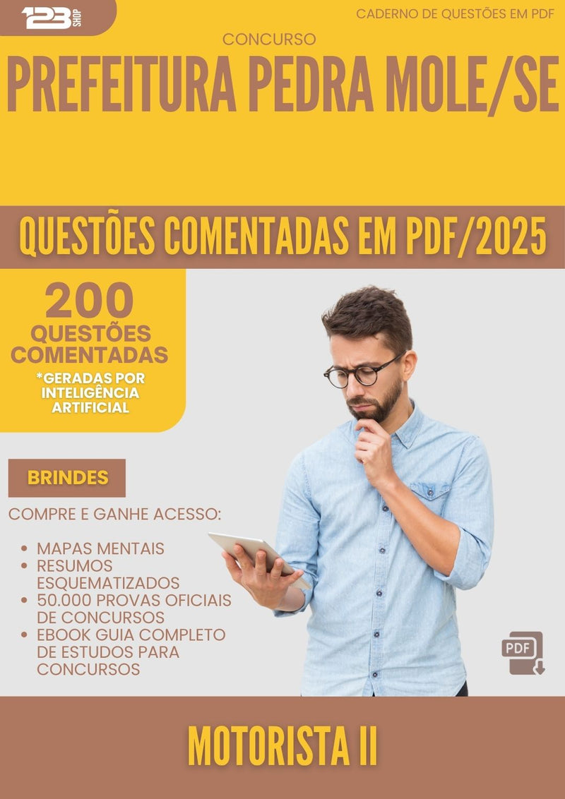 1000 Questões Comentadas para Concurso Motorista Ii da Prefeitura Pedra Mole Se 2025 - 200 Questões