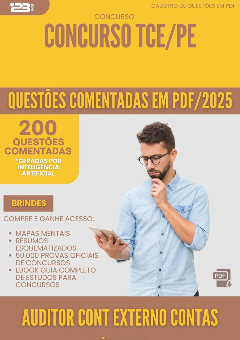 1000 Questões Comentadas para Concurso Auditor De Controle Externo Contas Publicas Tce Pe 2025 - 200 Questões