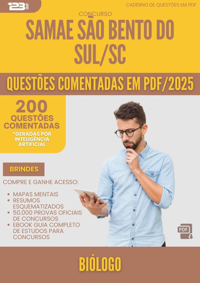 1000 Questões Comentadas para Concurso Biologo Samae da Prefeitura Sao Bento Do Sul Sc 2025 - 200 Questões