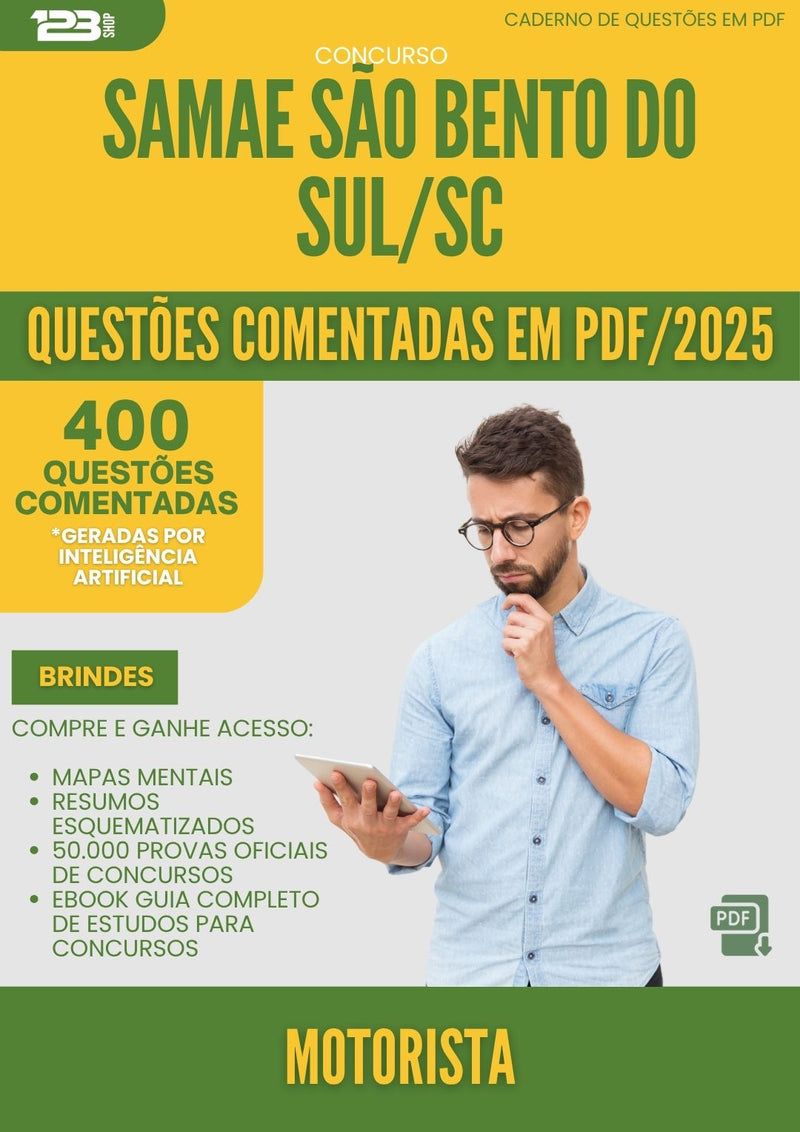 1000 Questões Comentadas para Concurso Mecanico De Manutencao Samae da Prefeitura Sao Bento Do Sul Sc 2025 - 400 Questões