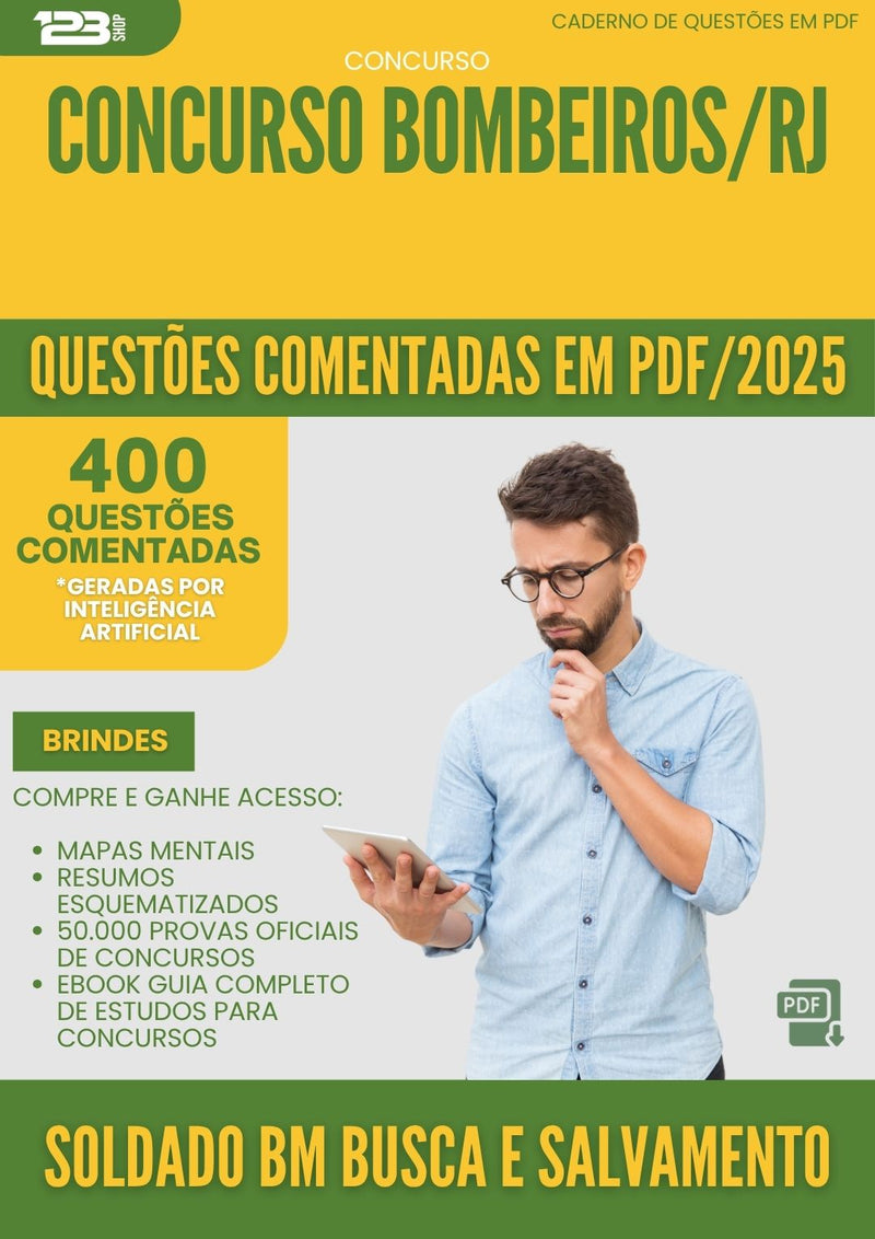 1000 Questões Comentadas para Concurso Soldado Bm Busca E Salvamento Bombeiros Rj 2025 - 400 Questões