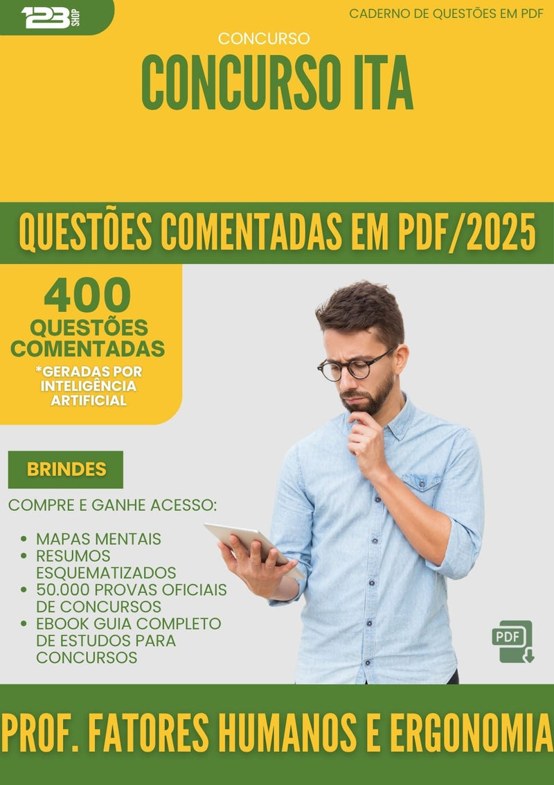 1000 Questões Comentadas para Concurso Professor Fatores Humanos E Ergonomia da Prefeitura Ita 2025 - 400 Questões